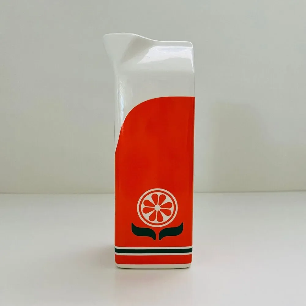 BAN.DO Rise & Shine Glazed Ceramic Retro Carton Orange Juice Vase